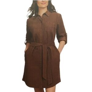 Lands' End Corduroy Button-Front Dress, XL Brown, NWT